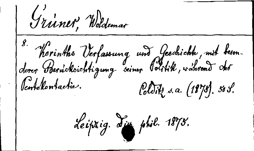 [Katalogkarte Dissertationenkatalog bis 1980]