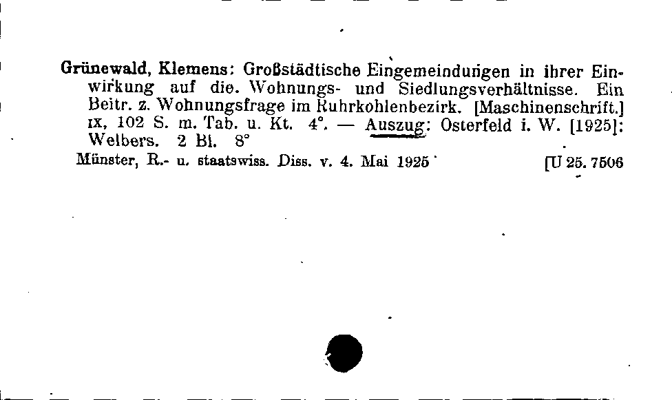 [Katalogkarte Dissertationenkatalog bis 1980]