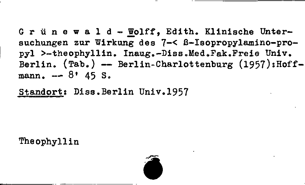 [Katalogkarte Dissertationenkatalog bis 1980]