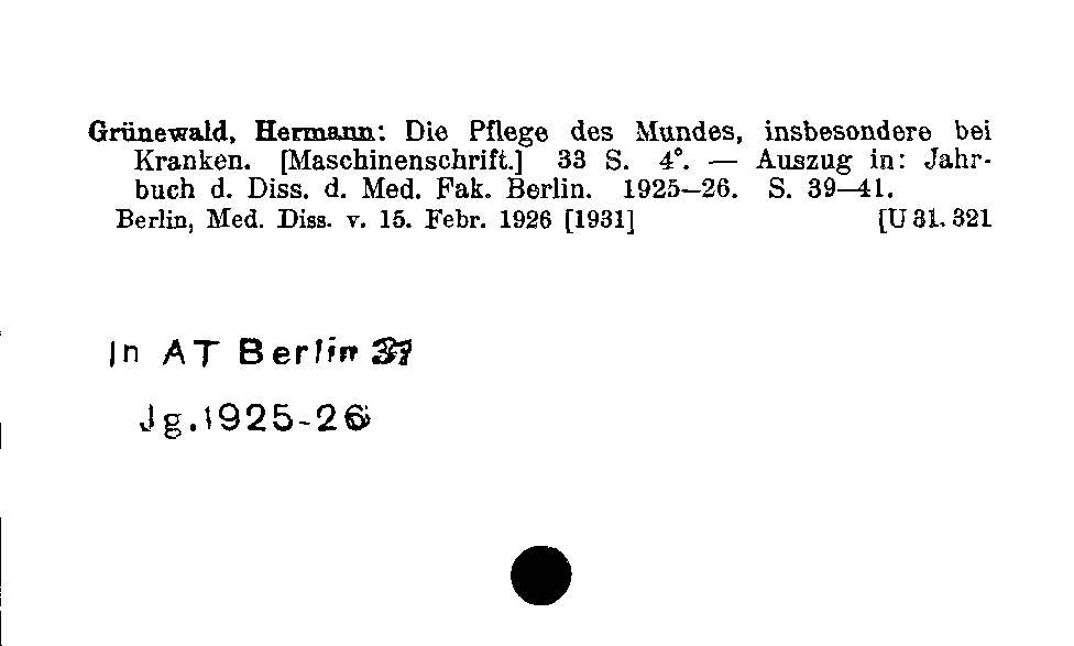 [Katalogkarte Dissertationenkatalog bis 1980]