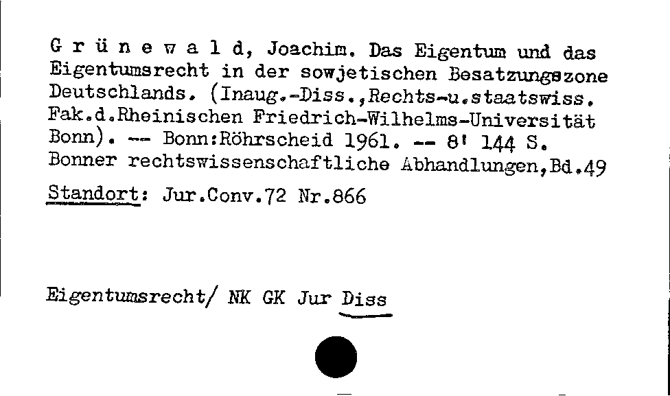 [Katalogkarte Dissertationenkatalog bis 1980]