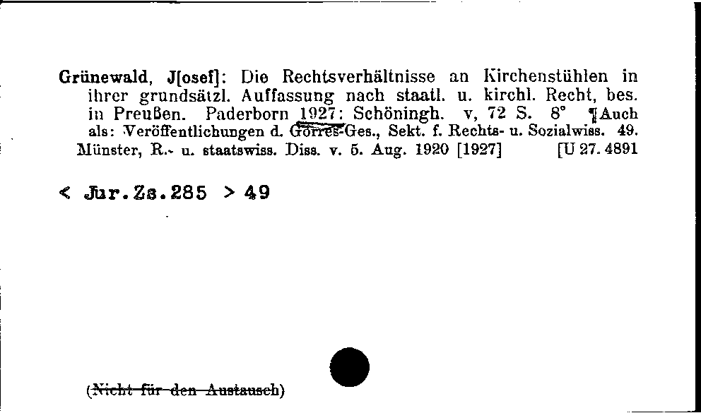 [Katalogkarte Dissertationenkatalog bis 1980]