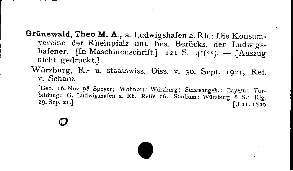 [Katalogkarte Dissertationenkatalog bis 1980]