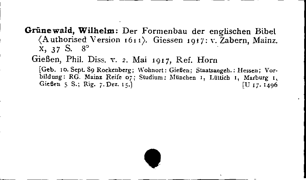 [Katalogkarte Dissertationenkatalog bis 1980]