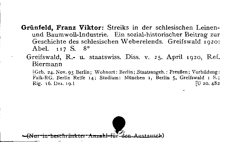 [Katalogkarte Dissertationenkatalog bis 1980]