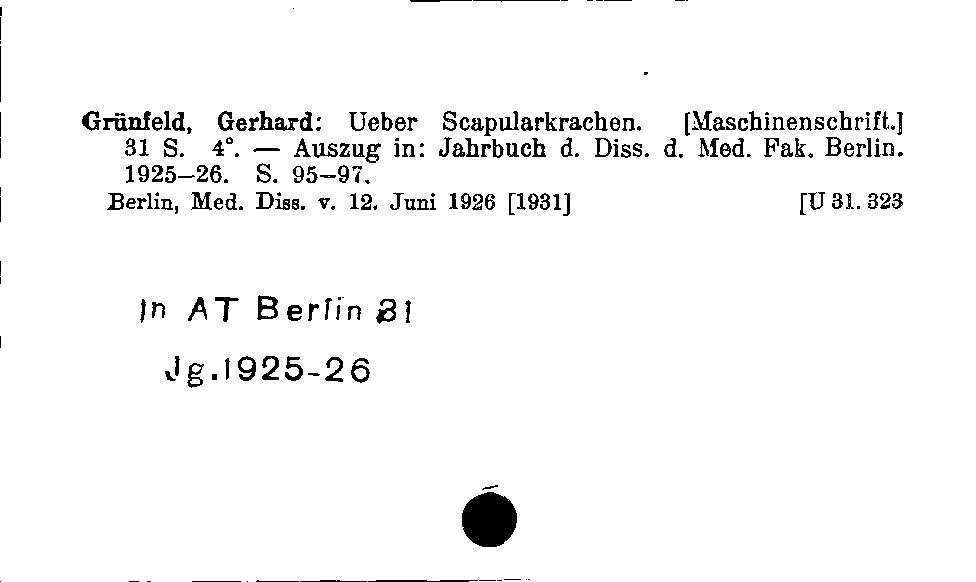 [Katalogkarte Dissertationenkatalog bis 1980]