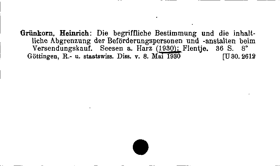 [Katalogkarte Dissertationenkatalog bis 1980]