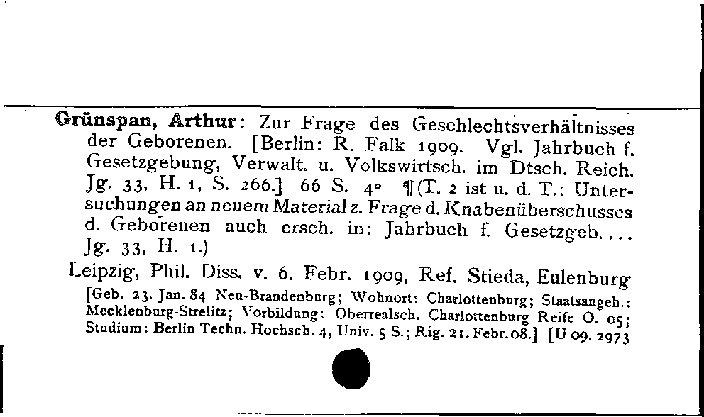 [Katalogkarte Dissertationenkatalog bis 1980]