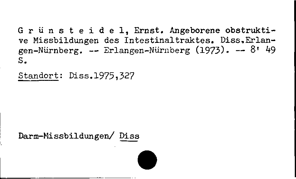 [Katalogkarte Dissertationenkatalog bis 1980]