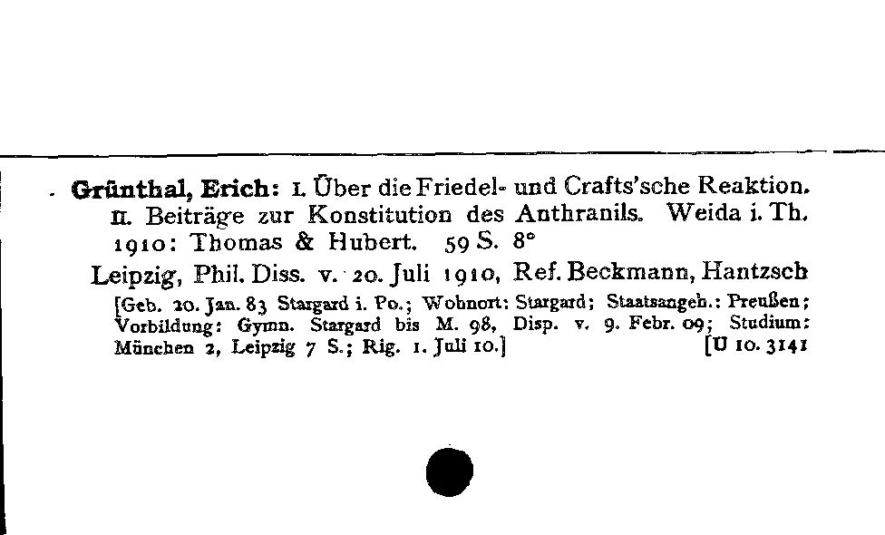 [Katalogkarte Dissertationenkatalog bis 1980]