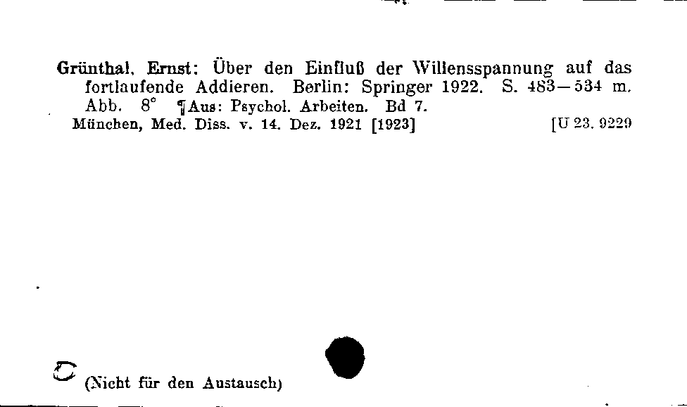 [Katalogkarte Dissertationenkatalog bis 1980]