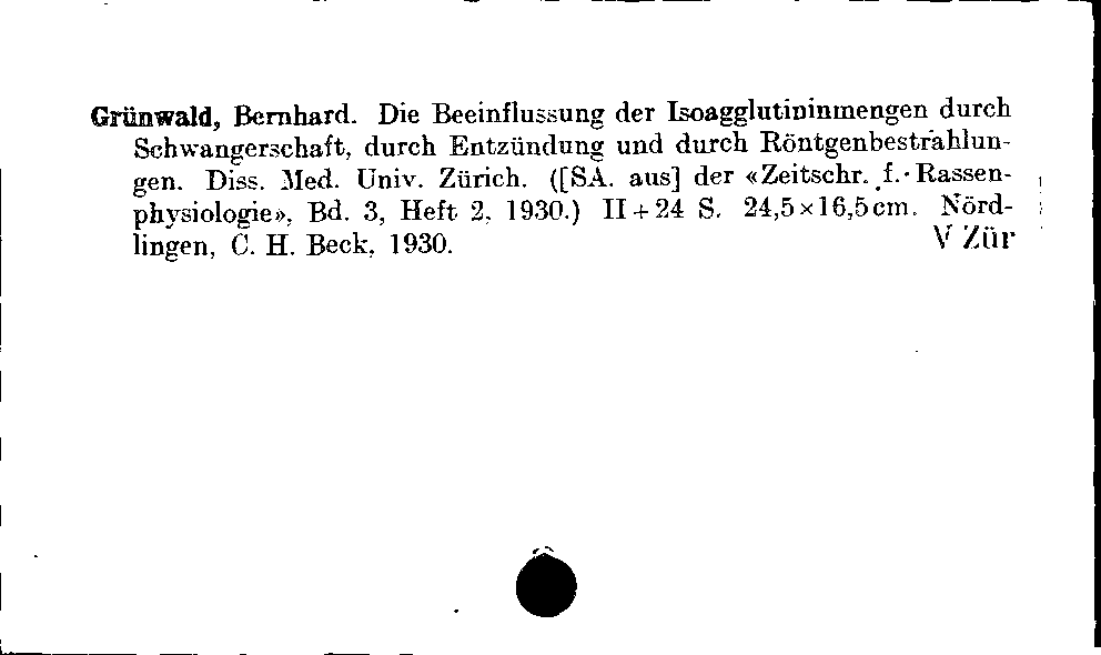 [Katalogkarte Dissertationenkatalog bis 1980]