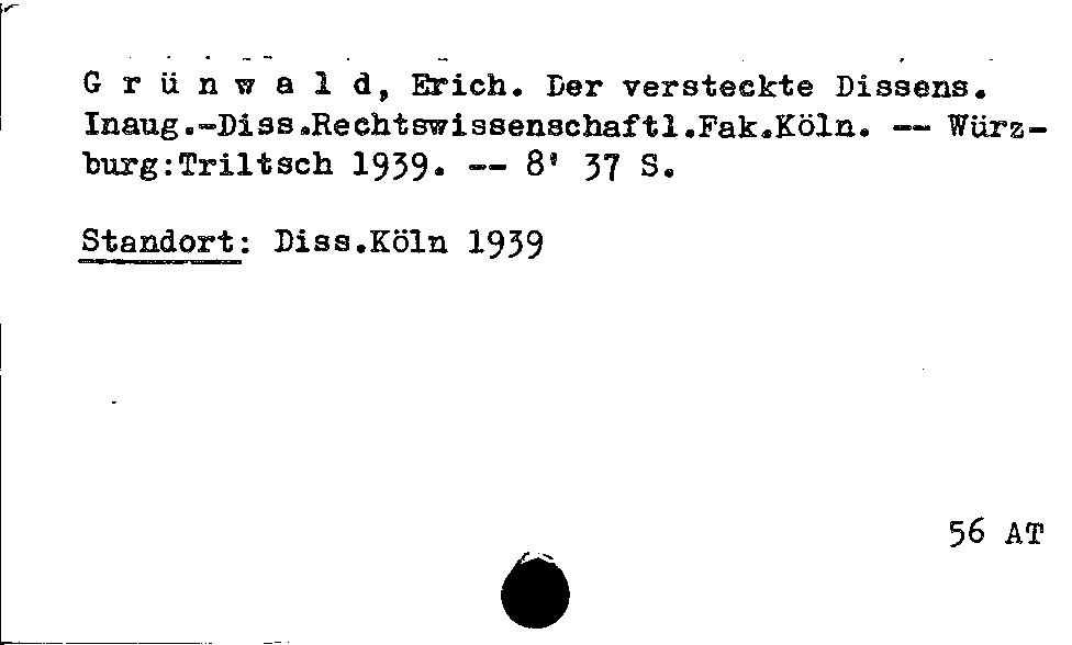 [Katalogkarte Dissertationenkatalog bis 1980]