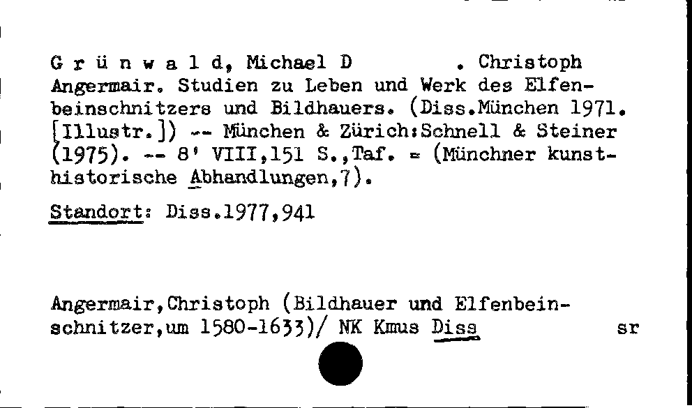 [Katalogkarte Dissertationenkatalog bis 1980]