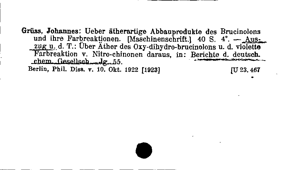 [Katalogkarte Dissertationenkatalog bis 1980]