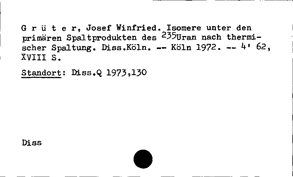 [Katalogkarte Dissertationenkatalog bis 1980]