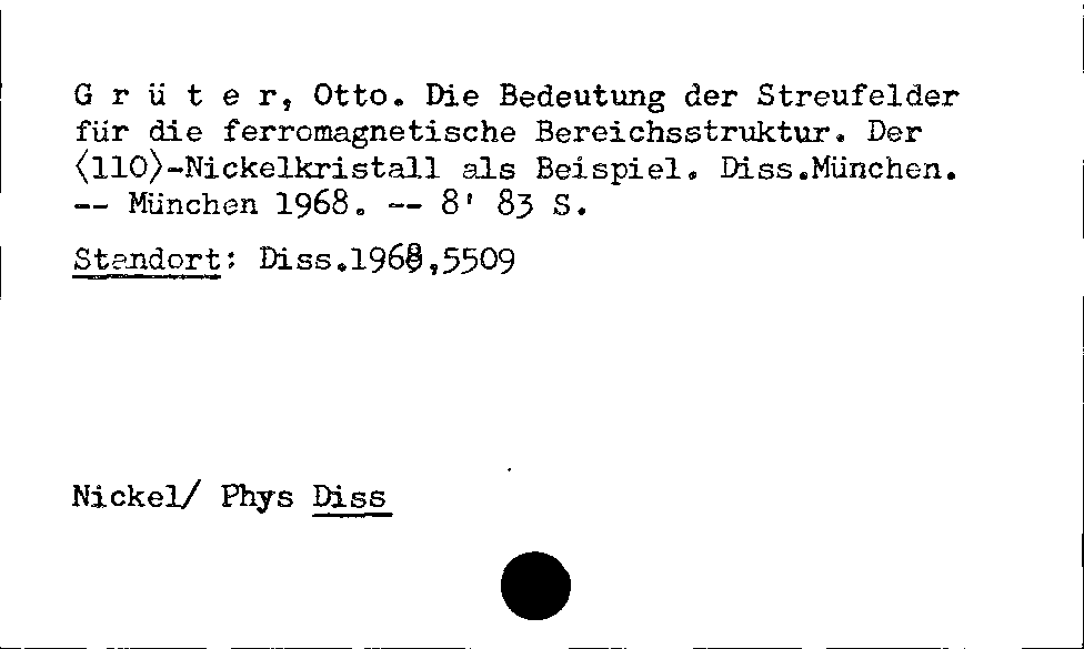 [Katalogkarte Dissertationenkatalog bis 1980]