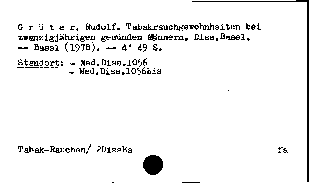 [Katalogkarte Dissertationenkatalog bis 1980]