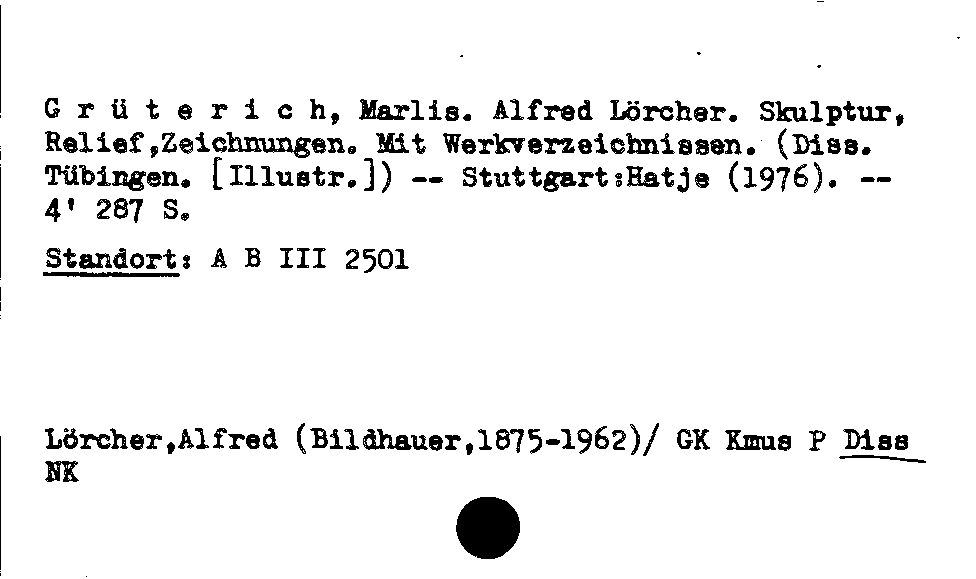 [Katalogkarte Dissertationenkatalog bis 1980]