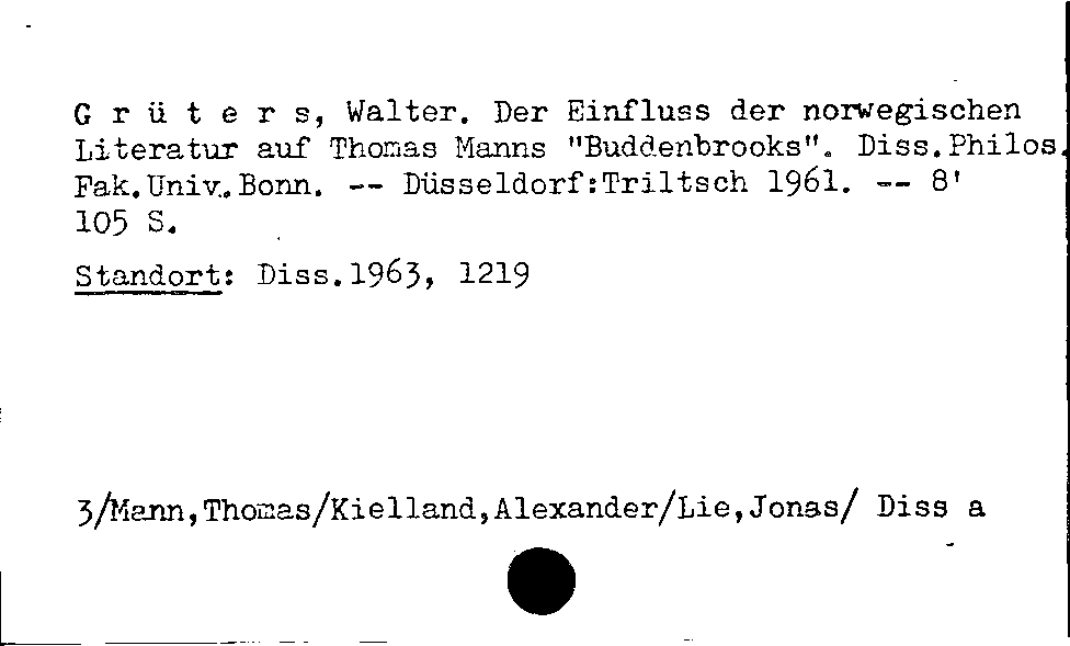 [Katalogkarte Dissertationenkatalog bis 1980]