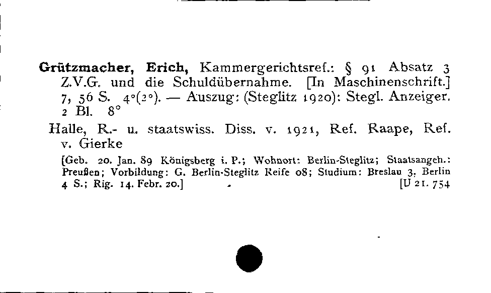 [Katalogkarte Dissertationenkatalog bis 1980]