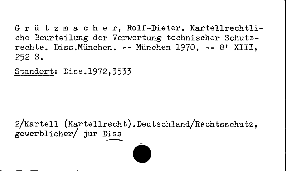 [Katalogkarte Dissertationenkatalog bis 1980]