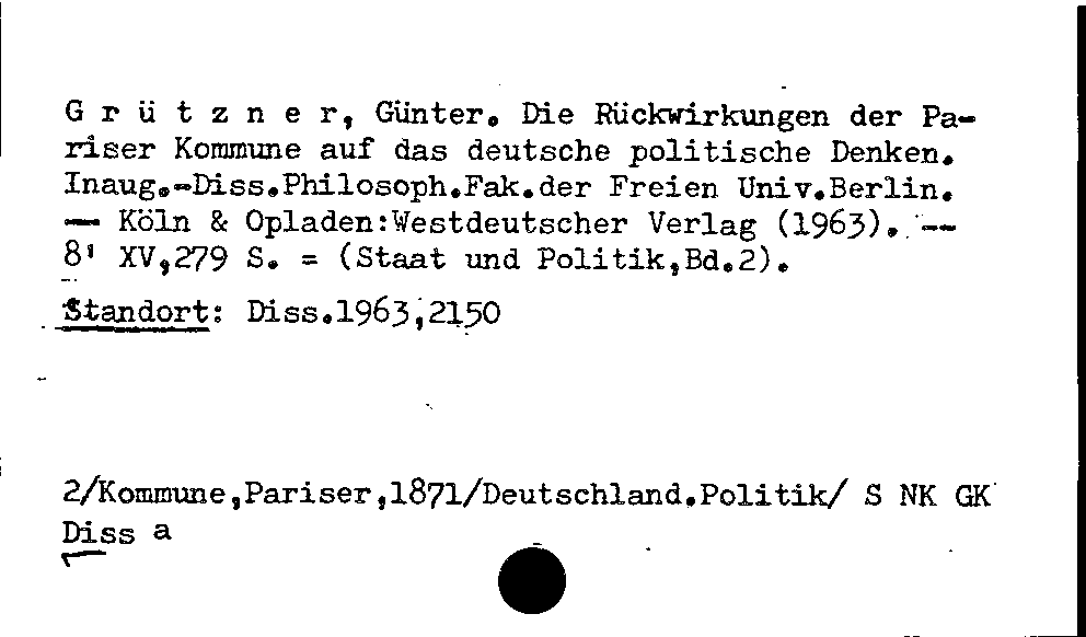 [Katalogkarte Dissertationenkatalog bis 1980]