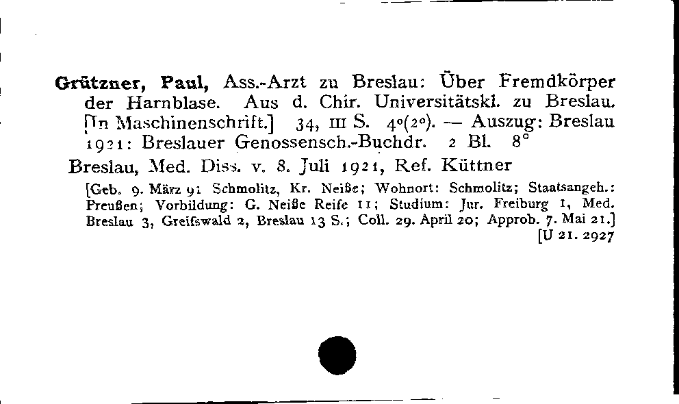 [Katalogkarte Dissertationenkatalog bis 1980]