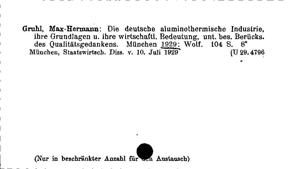 [Katalogkarte Dissertationenkatalog bis 1980]