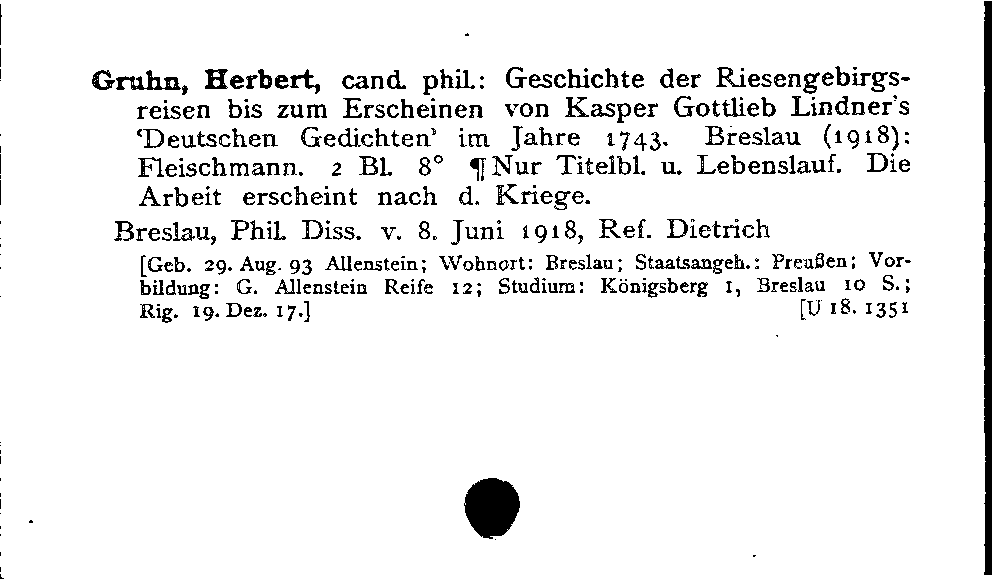 [Katalogkarte Dissertationenkatalog bis 1980]