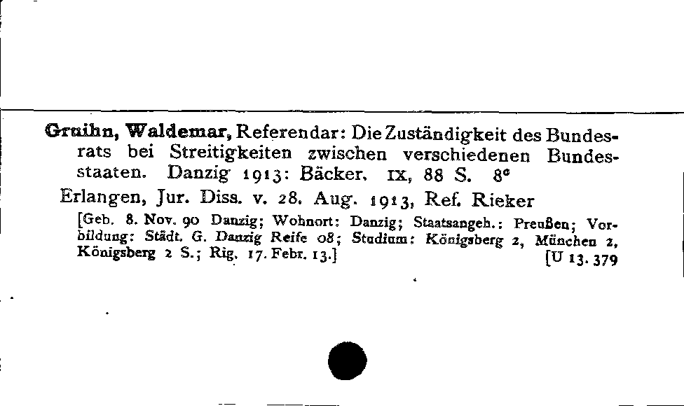 [Katalogkarte Dissertationenkatalog bis 1980]