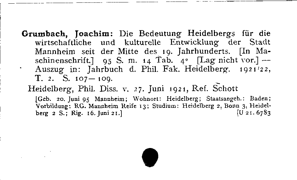 [Katalogkarte Dissertationenkatalog bis 1980]