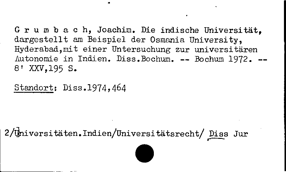 [Katalogkarte Dissertationenkatalog bis 1980]