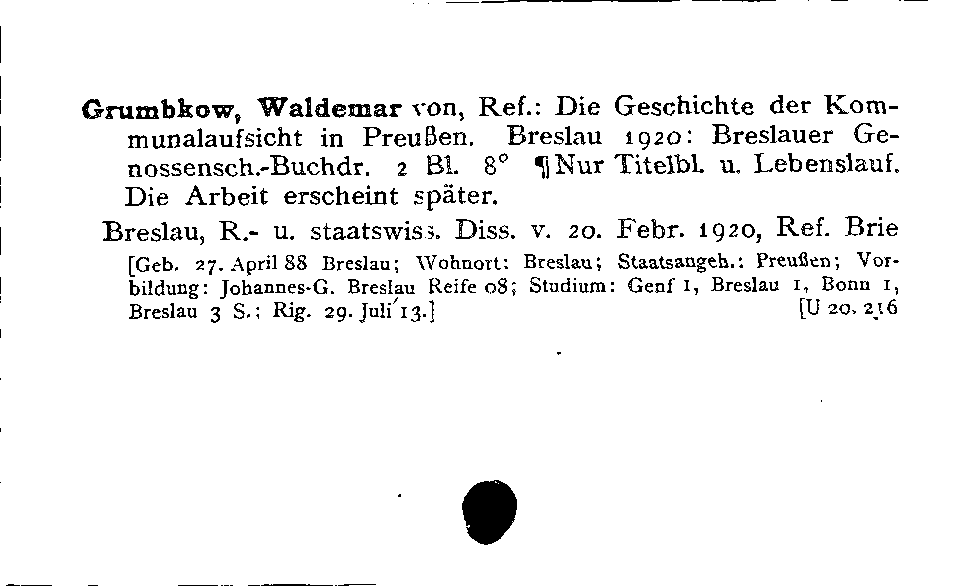 [Katalogkarte Dissertationenkatalog bis 1980]