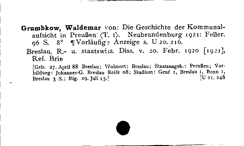 [Katalogkarte Dissertationenkatalog bis 1980]