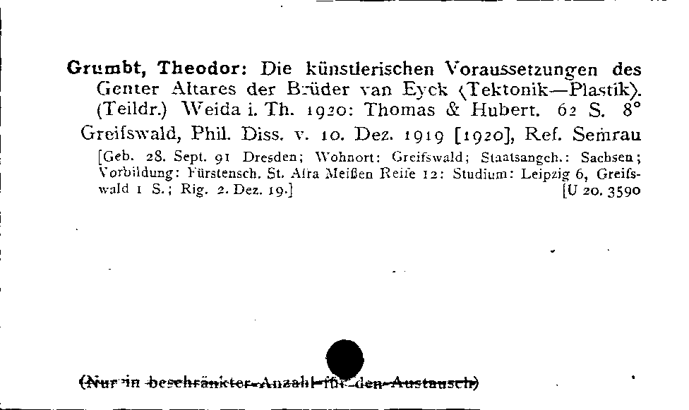 [Katalogkarte Dissertationenkatalog bis 1980]