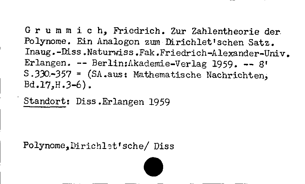 [Katalogkarte Dissertationenkatalog bis 1980]