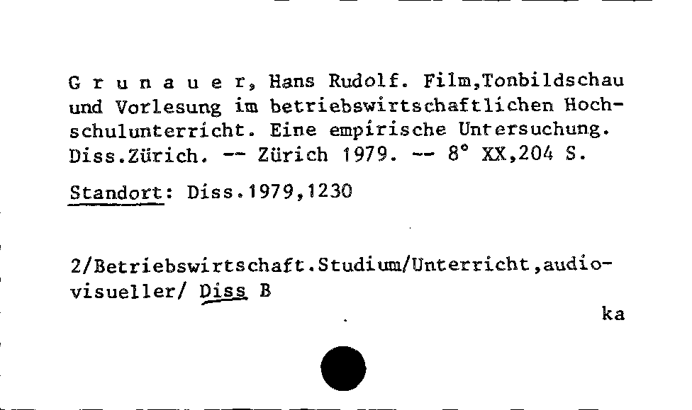 [Katalogkarte Dissertationenkatalog bis 1980]