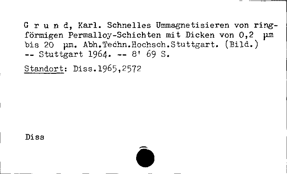 [Katalogkarte Dissertationenkatalog bis 1980]