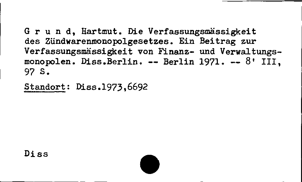 [Katalogkarte Dissertationenkatalog bis 1980]