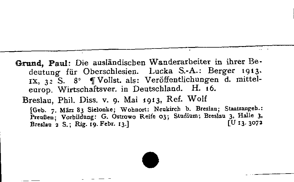 [Katalogkarte Dissertationenkatalog bis 1980]