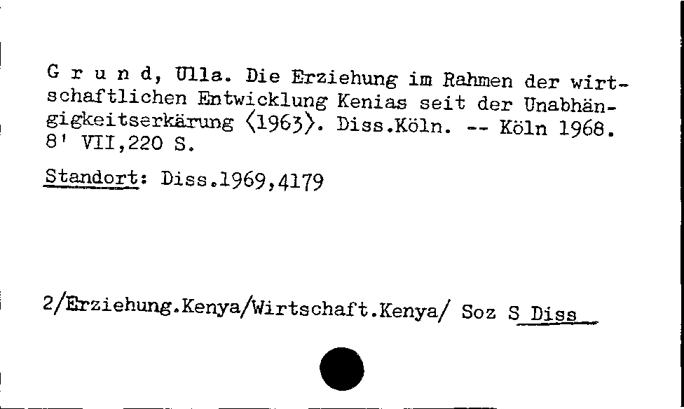 [Katalogkarte Dissertationenkatalog bis 1980]