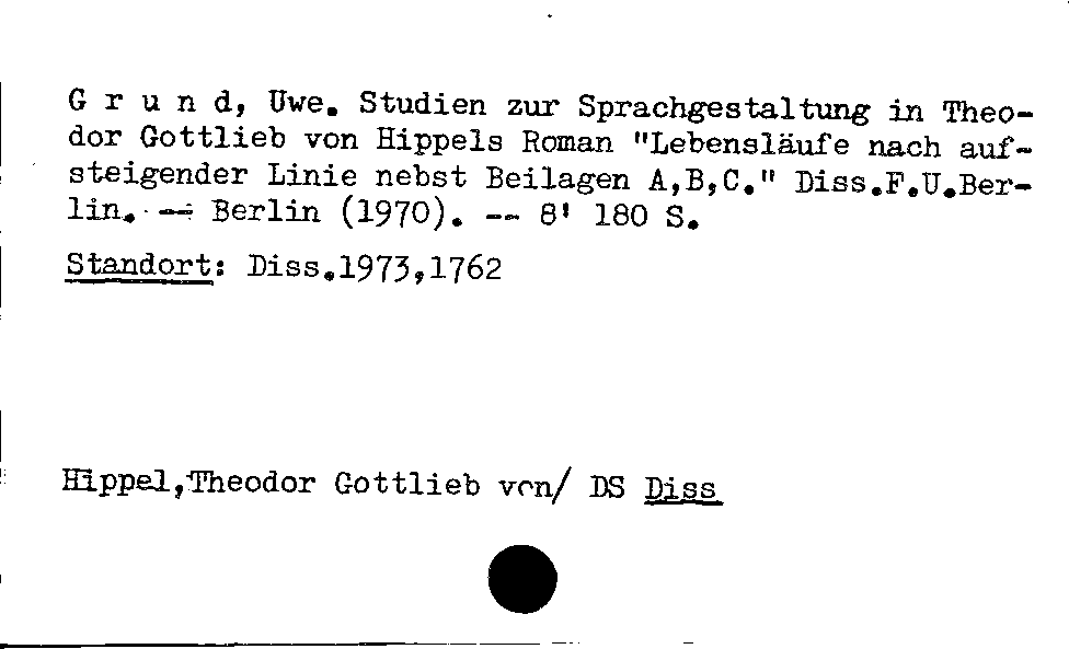 [Katalogkarte Dissertationenkatalog bis 1980]