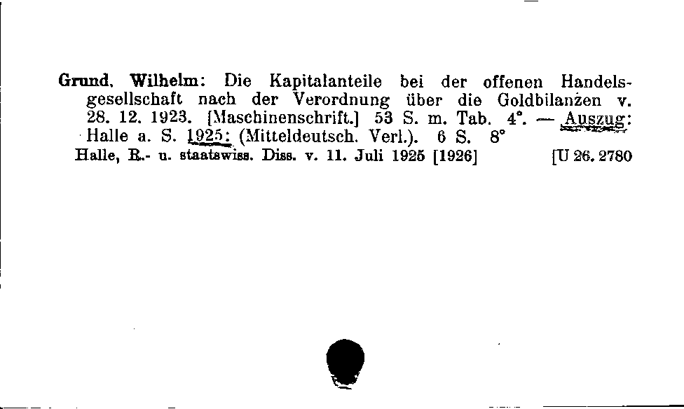 [Katalogkarte Dissertationenkatalog bis 1980]