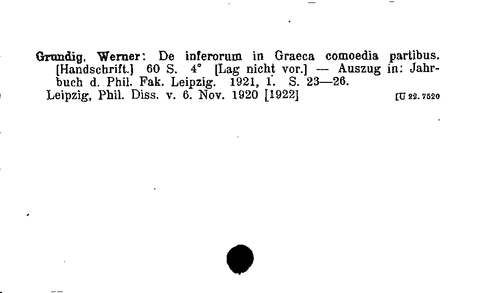 [Katalogkarte Dissertationenkatalog bis 1980]