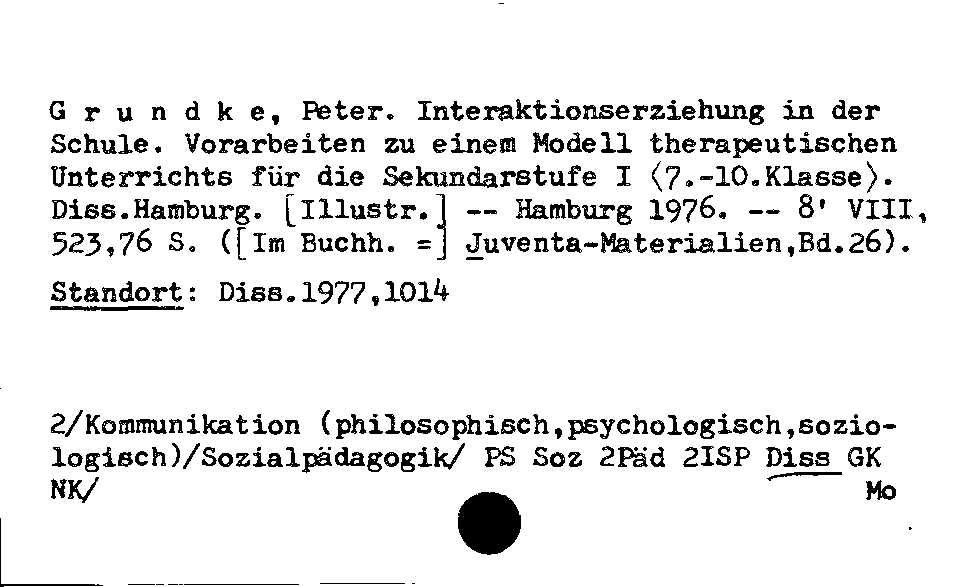 [Katalogkarte Dissertationenkatalog bis 1980]