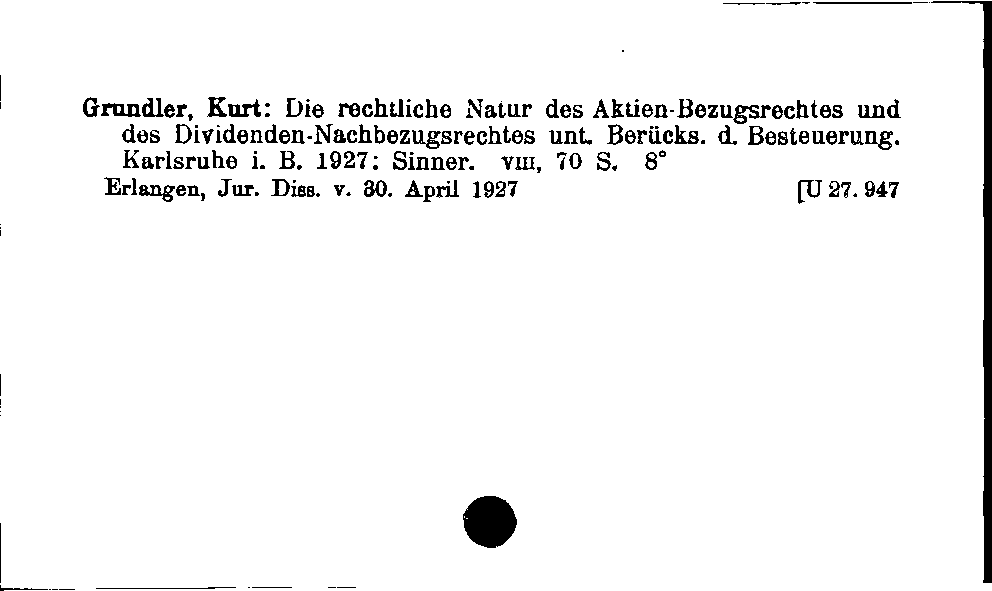 [Katalogkarte Dissertationenkatalog bis 1980]