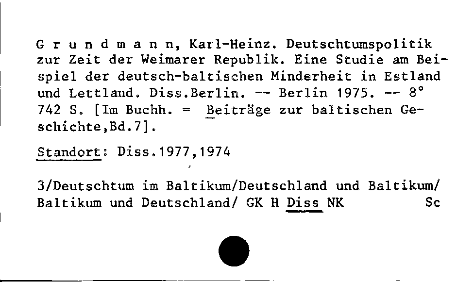 [Katalogkarte Dissertationenkatalog bis 1980]