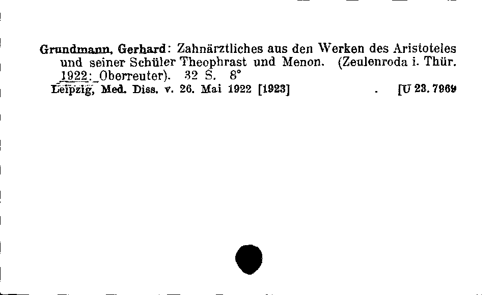 [Katalogkarte Dissertationenkatalog bis 1980]