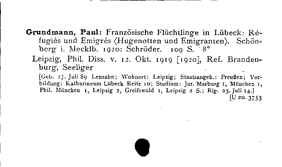 [Katalogkarte Dissertationenkatalog bis 1980]